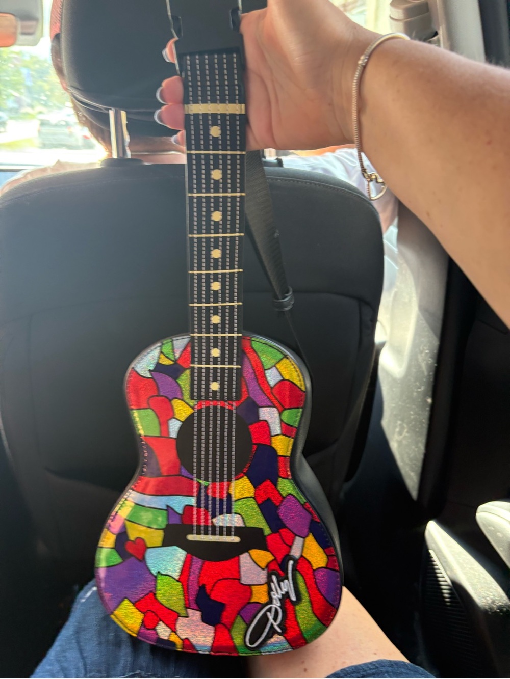 Loungefly Multicolor Stained-Glass Style Decorative Guitar